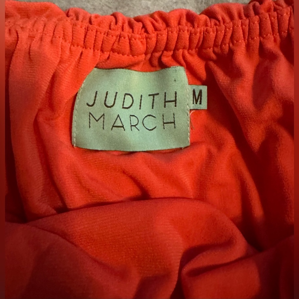 Judith March Mandarin Orange Pom Pom Off Shoulder Dress Colorful - Size Medium - Picture 4 of 6